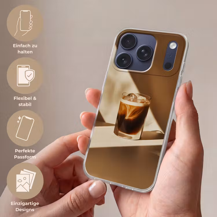 Glas - Ijskoffie - Schaduw - Bruin Telefoonhoesje iPhone 17 Pro klein -sfeer3_DE