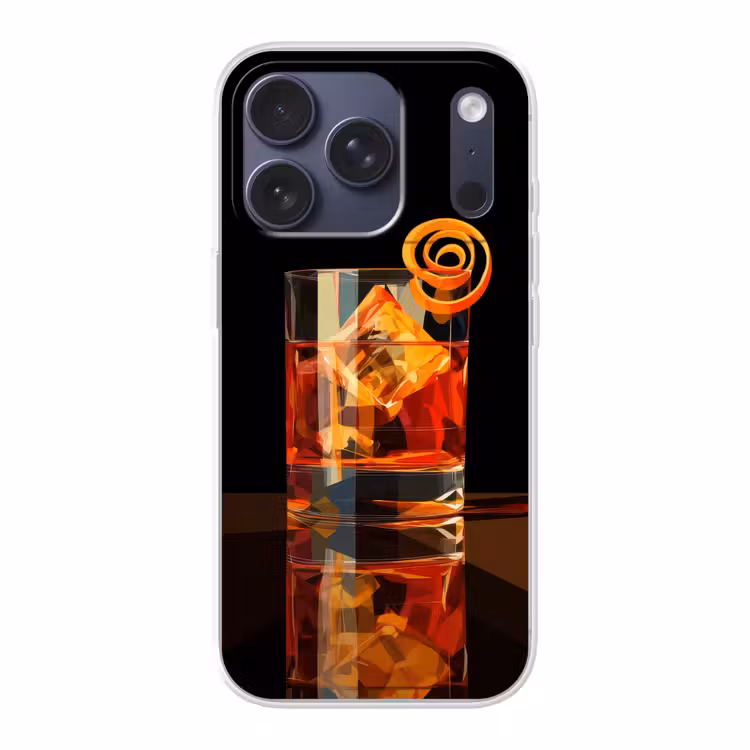 Glas - Ijsblokjes - Drinken - Bruin Telefoonhoesje iPhone 17 Pro klein -3d