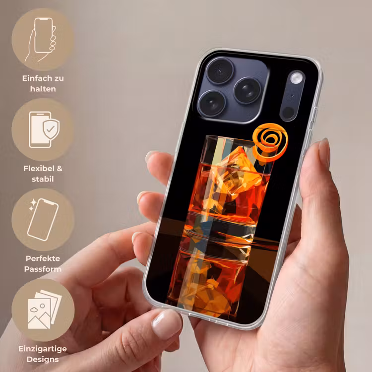 Glas - Ijsblokjes - Drinken - Bruin Telefoonhoesje iPhone 17 Pro klein -sfeer3_DE