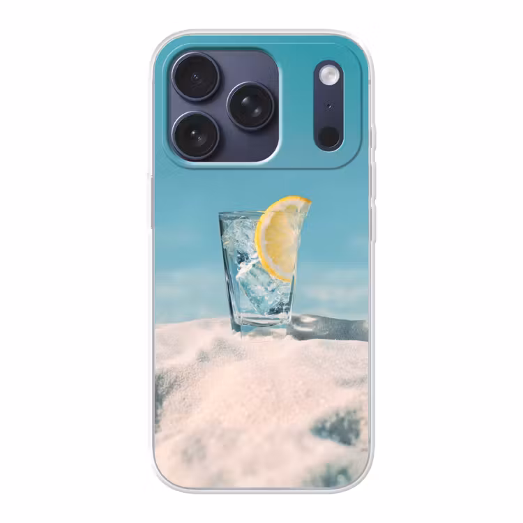Glas - ijsblokjes - Citroen Telefoonhoesje iPhone 17 Pro klein -3d