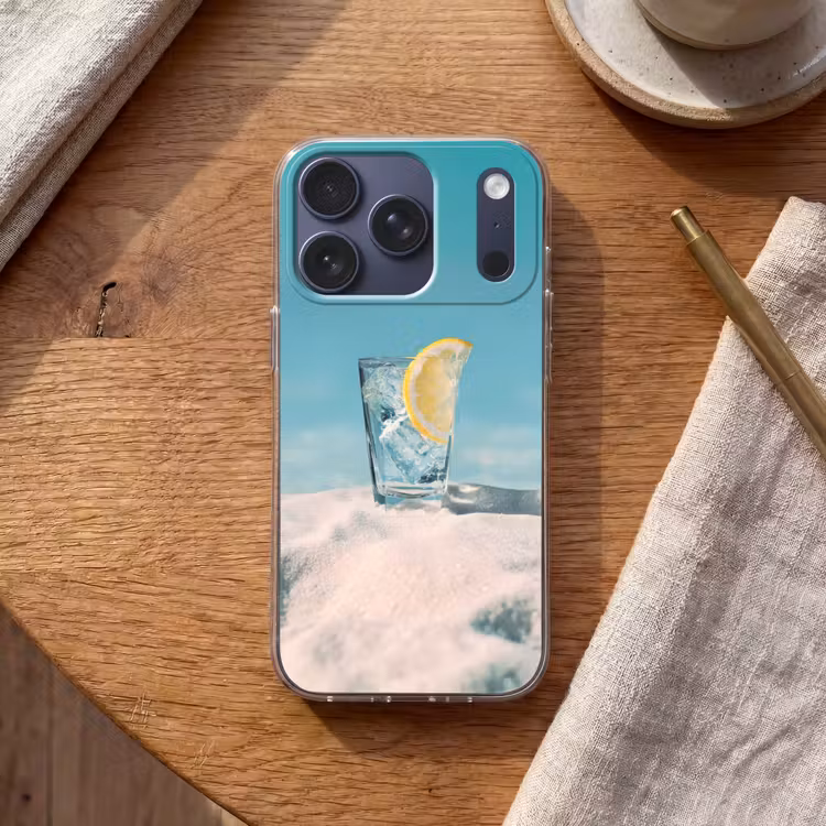 Glas - ijsblokjes - Citroen Telefoonhoesje iPhone 17 Pro klein -sfeer1