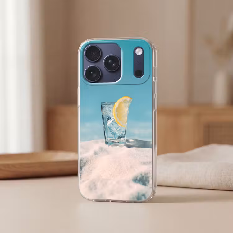 Glas - ijsblokjes - Citroen Telefoonhoesje iPhone 17 Pro klein -sfeer2