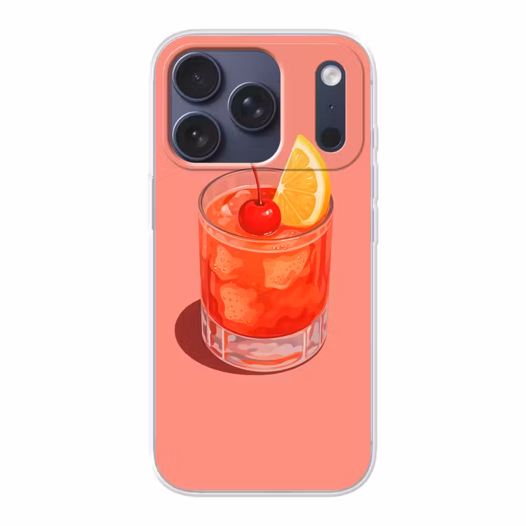 Glas - Ijsblokjes - Citroen - Kers Telefoonhoesje iPhone 17 Pro klein -3d