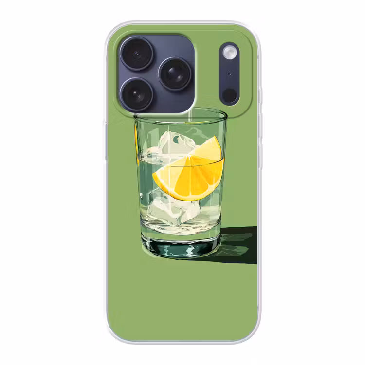 Glas - Citroen - Ijsblokjes - Groen Telefoonhoesje iPhone 17 Pro klein -3d