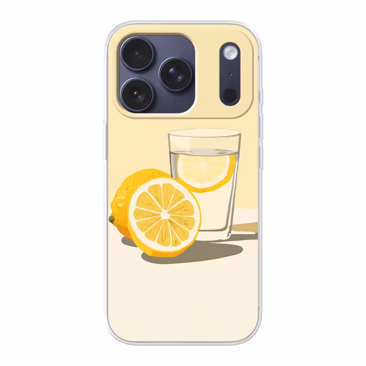 Glas - Citroenschijfjes - Geel Telefoonhoesje iPhone 17 Pro klein -3d