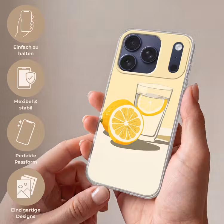Glas - Citroenschijfjes - Geel Telefoonhoesje iPhone 17 Pro klein -sfeer3_DE