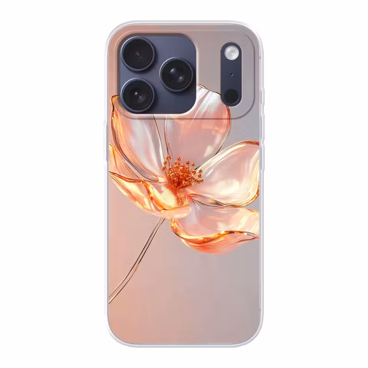 Glazen - Bloem - Roze Telefoonhoesje iPhone 17 Pro klein -3d