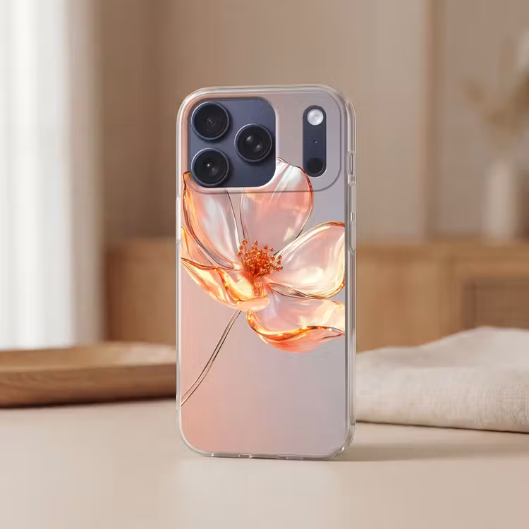 Glazen - Bloem - Roze Telefoonhoesje iPhone 17 Pro klein -sfeer2