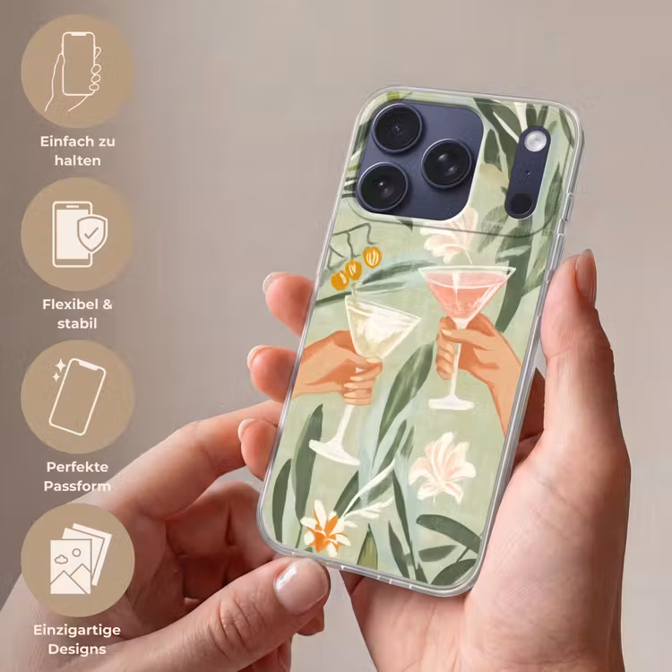 Glazen - Proosten - Bladeren - Groen Telefoonhoesje iPhone 17 Pro klein -sfeer3_DE
