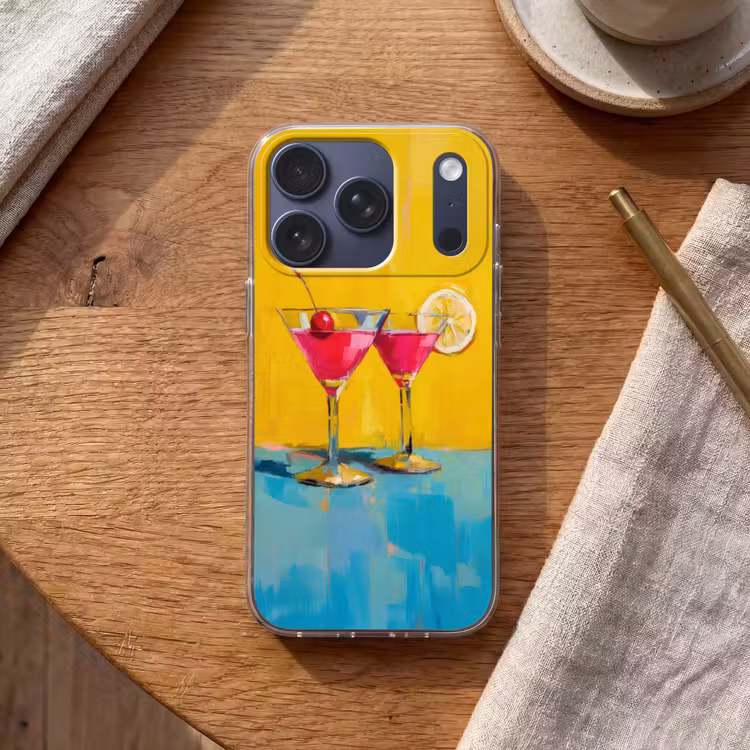 Glazen - Cocktail - Citroen - Kers Telefoonhoesje iPhone 17 Pro klein -sfeer1