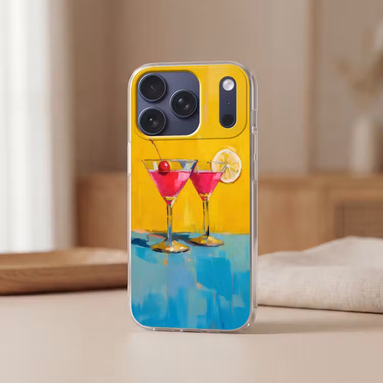 Glazen - Cocktail - Citroen - Kers Telefoonhoesje iPhone 17 Pro klein -sfeer2