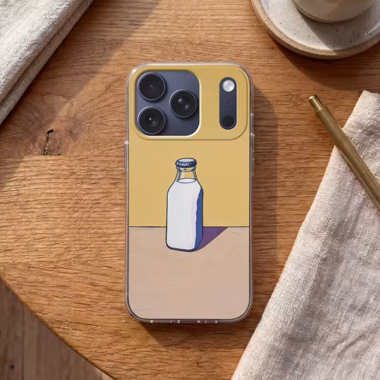Glazen - Fles - Illustratie - Melk Telefoonhoesje iPhone 17 Pro klein -sfeer1