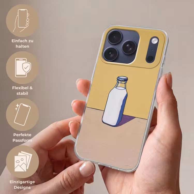 Glazen - Fles - Illustratie - Melk Telefoonhoesje iPhone 17 Pro klein -sfeer3_DE