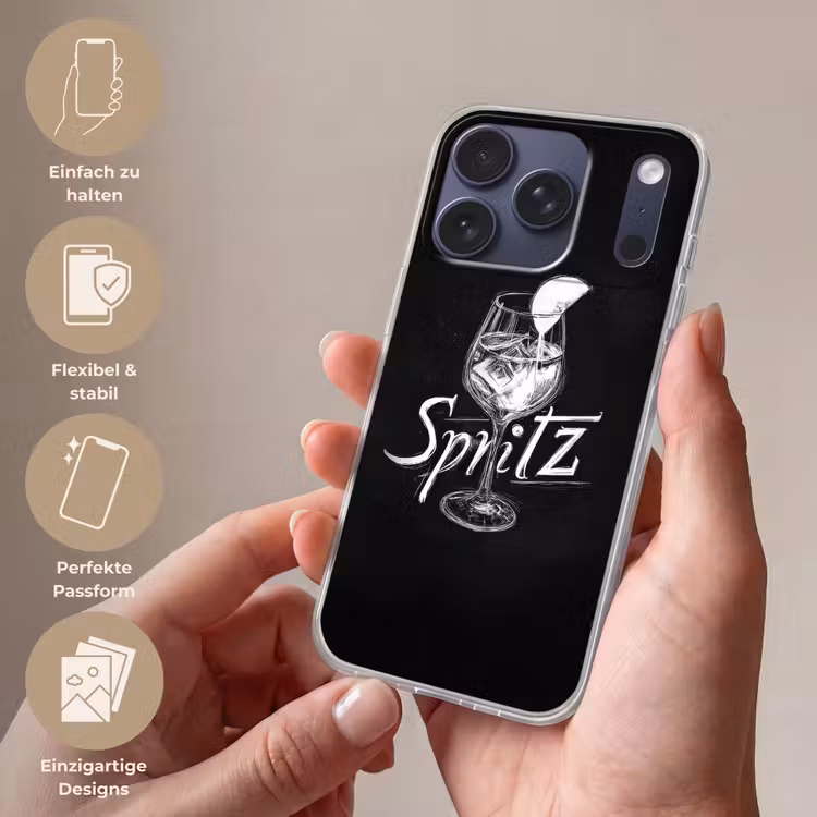 Glas spritz - Krijtletters - Ijsblokjes - Citroen Telefoonhoesje iPhone 17 Pro klein -sfeer3_DE