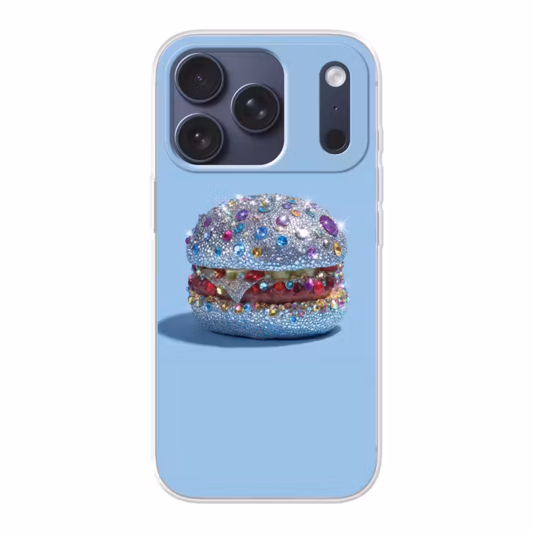 Glitters - Hamburger - Blauw Telefoonhoesje iPhone 17 Pro klein -3d