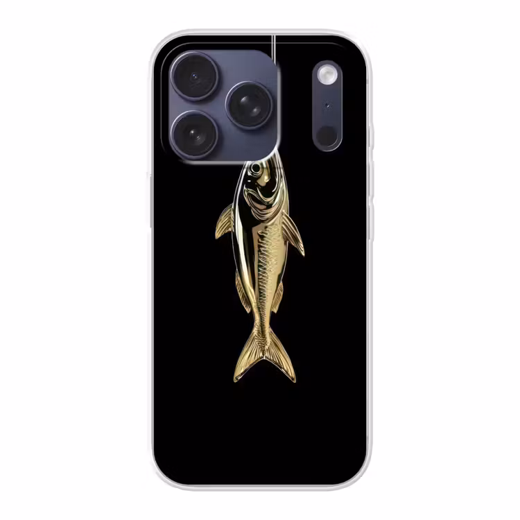 Goud - Vis - Haak - Zwart Telefoonhoesje iPhone 17 Pro klein -3d