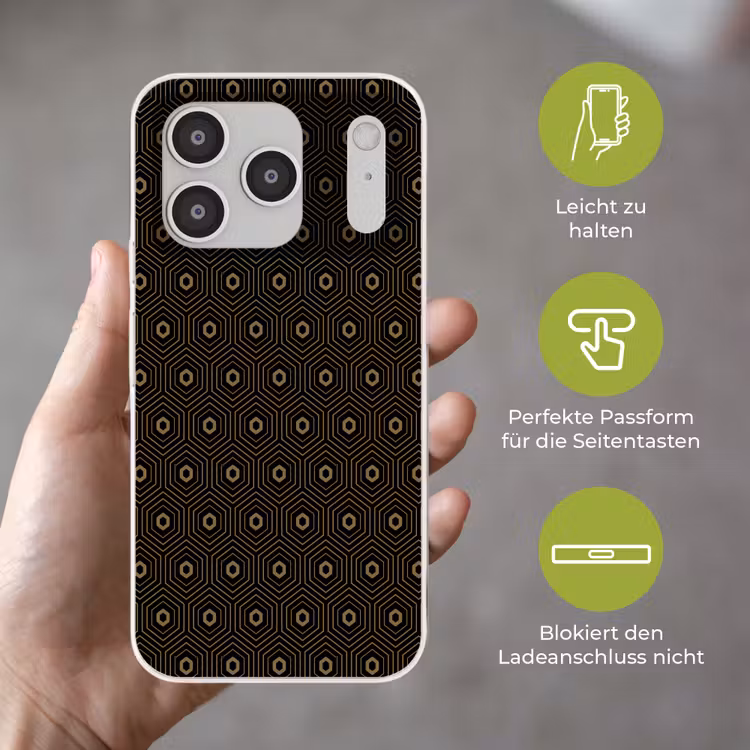 Goud - Illusie - Patroon Telefoonhoesje iPhone 17 Pro klein 878 -sfeer3_DE