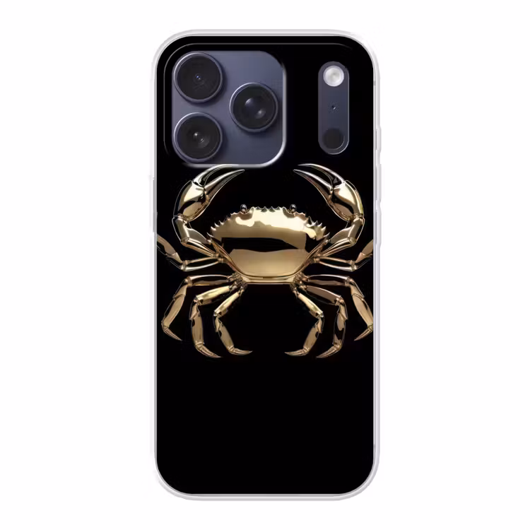Goud - Krab - Dieren - Zwart Telefoonhoesje iPhone 17 Pro klein -3d