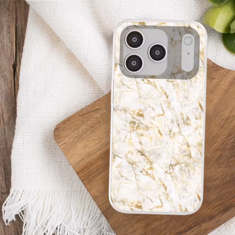 Goud - Licht - Nerf - Marmer Telefoonhoesje iPhone 17 Pro klein 878 -sfeer1