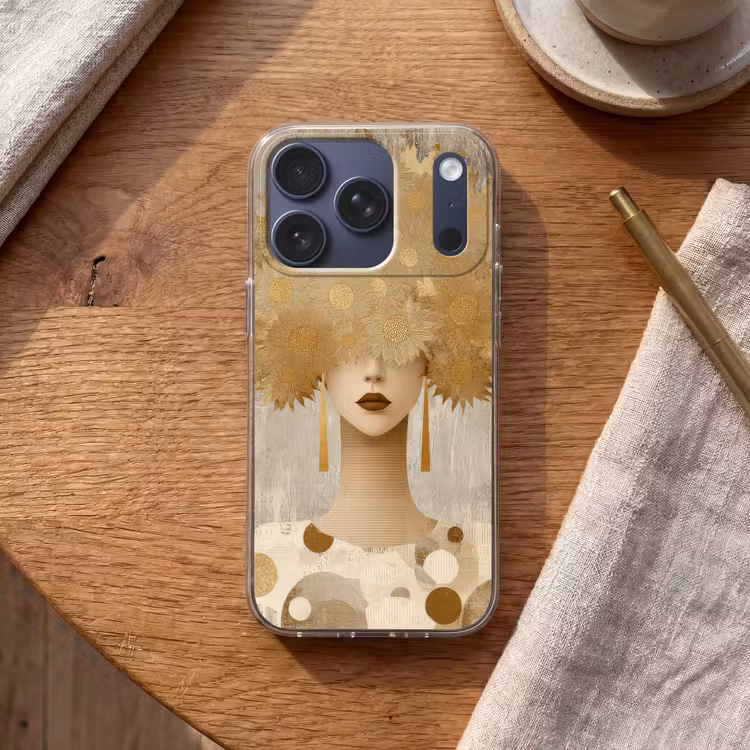 Goud - Portret - Vrouw Telefoonhoesje iPhone 17 Pro klein -sfeer1