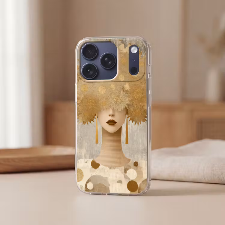 Goud - Portret - Vrouw Telefoonhoesje iPhone 17 Pro klein -sfeer2