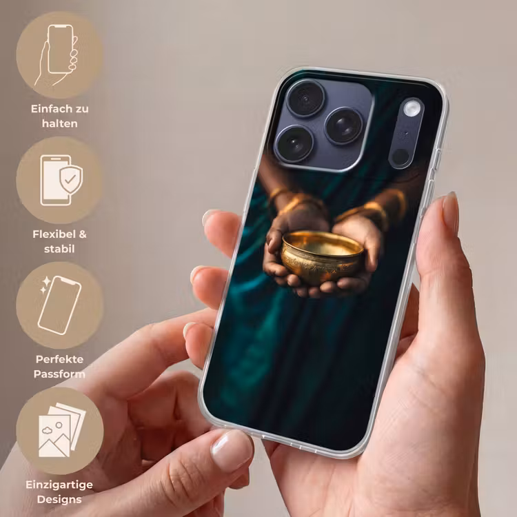 Goud - Kom - Blauw Telefoonhoesje iPhone 17 Pro klein -sfeer3_DE