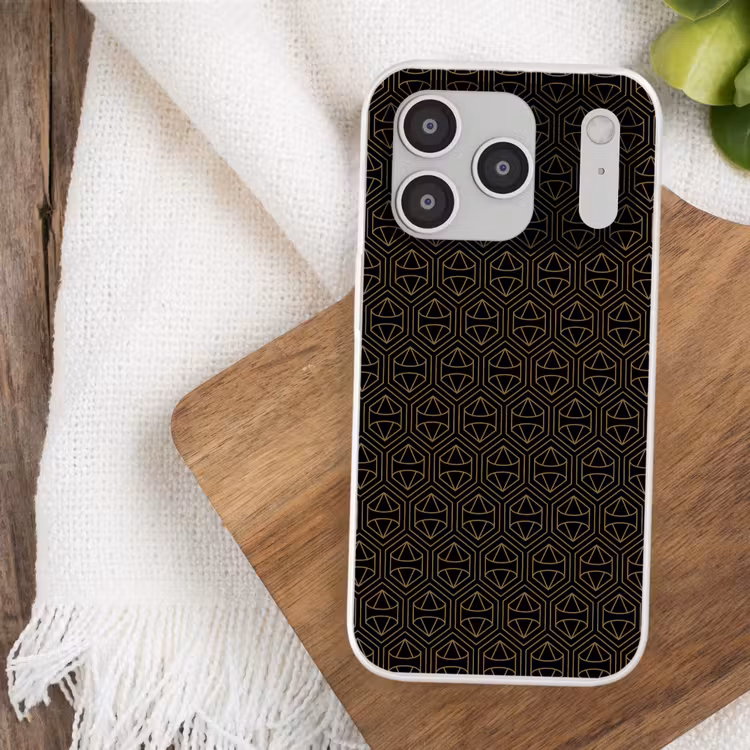 Goud - Zwart - Diamant Telefoonhoesje iPhone 17 Pro klein 878 -sfeer1