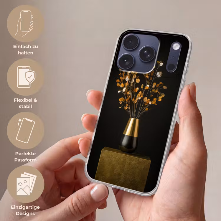 Goudbruine - Bladeren - Vaas - Herfstachtig Telefoonhoesje iPhone 17 Pro klein -sfeer3_DE