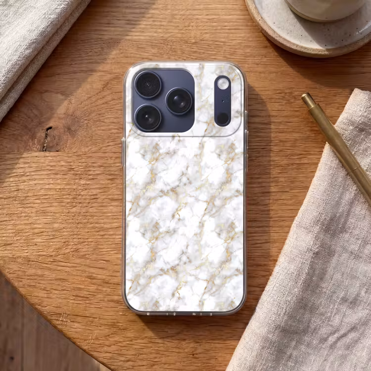 Gouden aders - Marmer - Wit Telefoonhoesje iPhone 17 Pro klein 878 -sfeer1