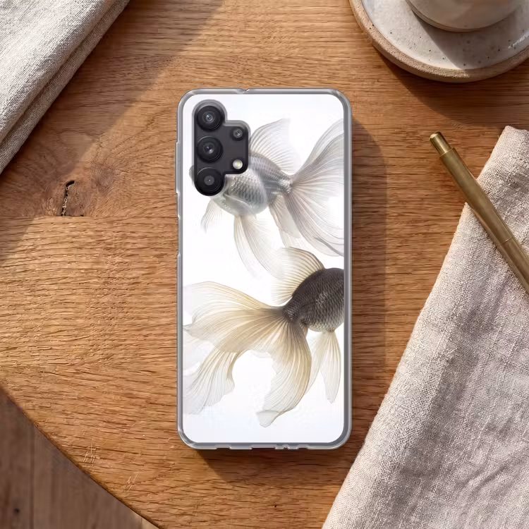 Goudvissen - Modern - Wit Telefoonhoesje Samsung Galaxy A32 5G klein -sfeer1