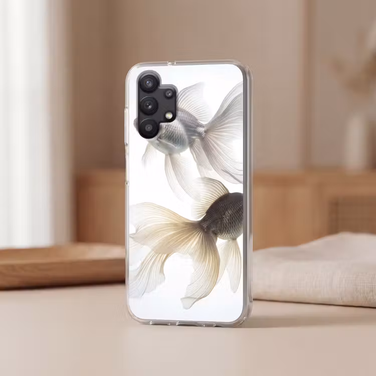 Goudvissen - Modern - Wit Telefoonhoesje Samsung Galaxy A32 5G klein -sfeer2