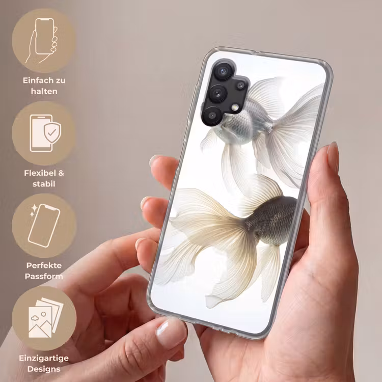 Goudvissen - Modern - Wit Telefoonhoesje Samsung Galaxy A32 5G klein -sfeer3_DE