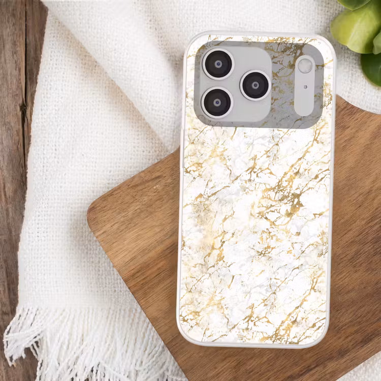 Goudspatten - Wit - Marmer Telefoonhoesje iPhone 17 Pro klein 878 -sfeer1