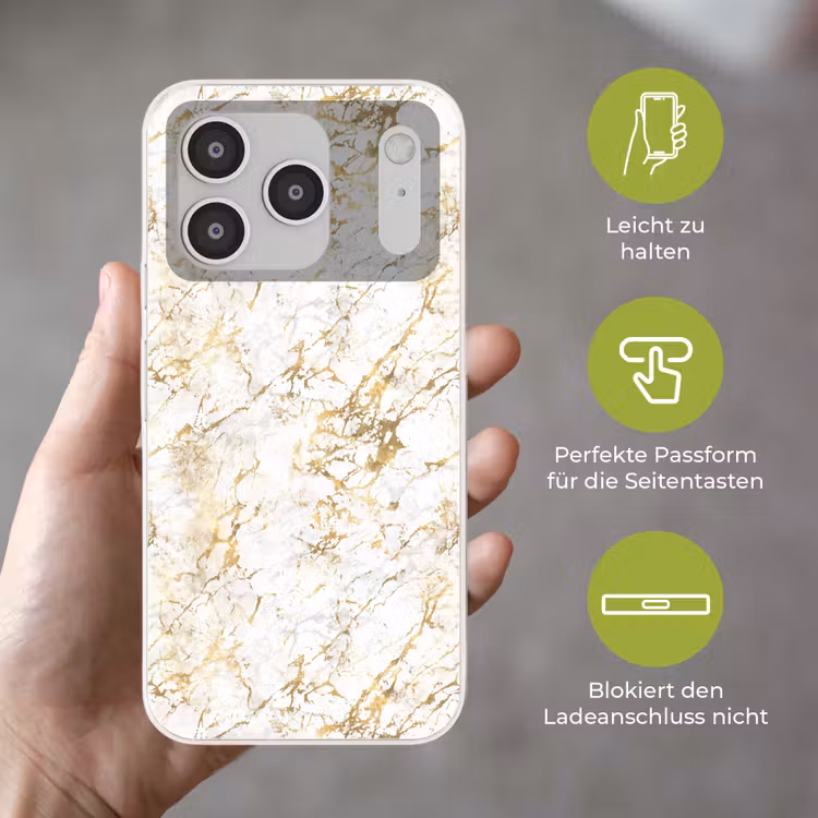 Goudspatten - Wit - Marmer Telefoonhoesje iPhone 17 Pro klein 878 -sfeer3_DE