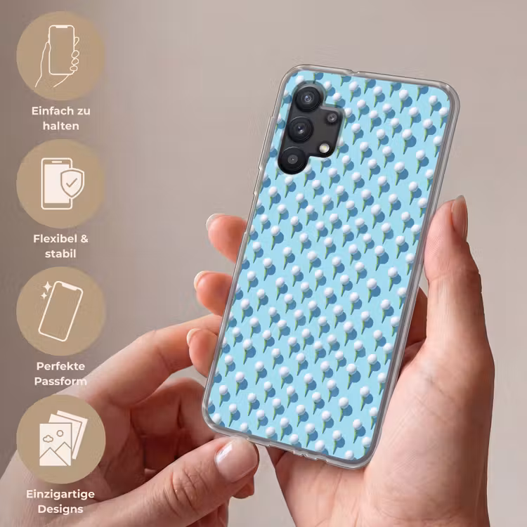 Golf - Ballen - Blauw Telefoonhoesje Samsung Galaxy A32 5G klein 346 -sfeer3_DE