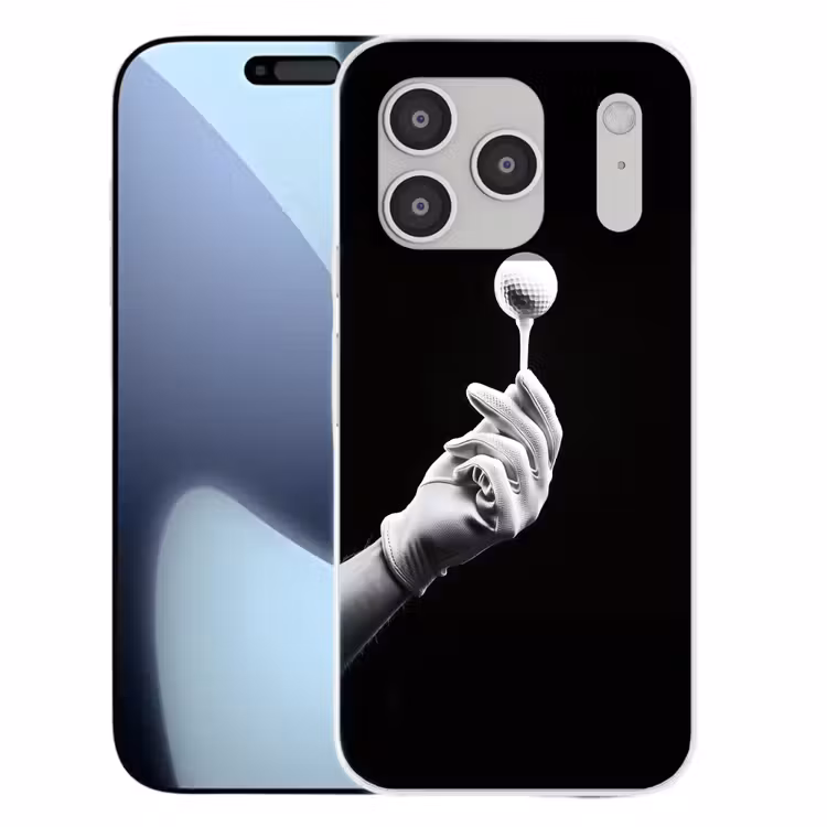 Golfbal - Zwart - Wit Telefoonhoesje iPhone 17 Pro klein -3d