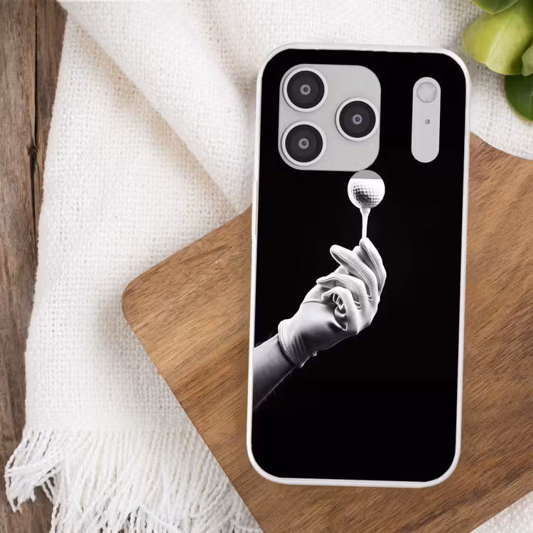 Golfbal - Zwart - Wit Telefoonhoesje iPhone 17 Pro klein -sfeer1