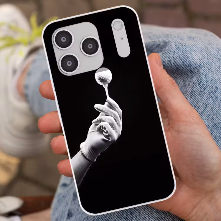 Golfbal - Zwart - Wit Telefoonhoesje iPhone 17 Pro klein -sfeer2