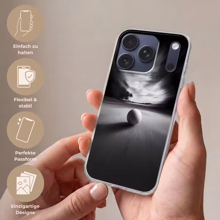 Golfbal - Wazig - Zwart Telefoonhoesje iPhone 17 Pro klein -sfeer3_DE
