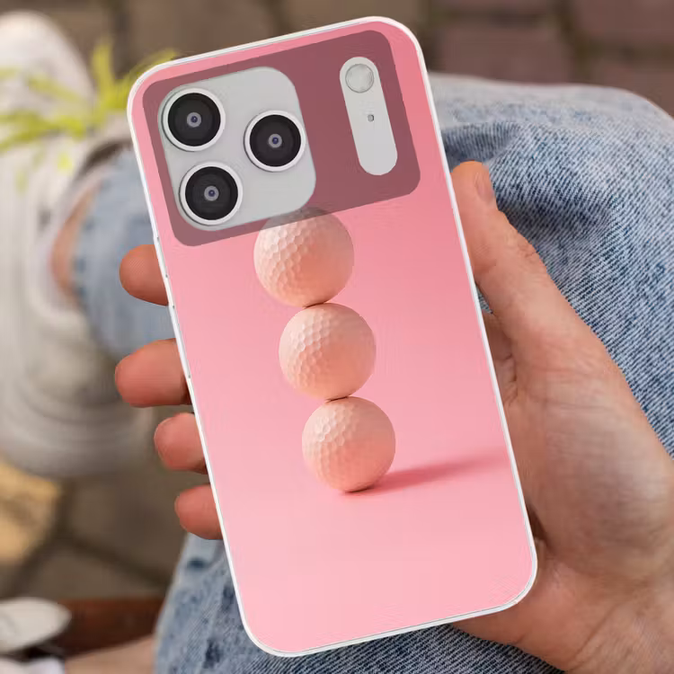 Golfballen - Roze - Drie Telefoonhoesje iPhone 17 Pro klein -sfeer2