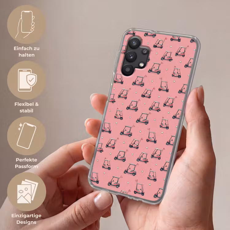 Golfkar - Retro - Roze Telefoonhoesje Samsung Galaxy A32 5G klein 346 -sfeer3_DE