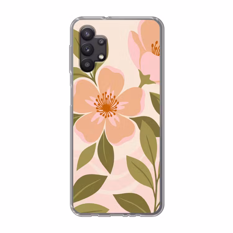Grafisch - Bloemen - Roze Telefoonhoesje Samsung Galaxy A32 5G klein -3d