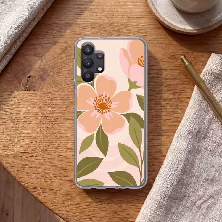 Grafisch - Bloemen - Roze Telefoonhoesje Samsung Galaxy A32 5G klein -sfeer1