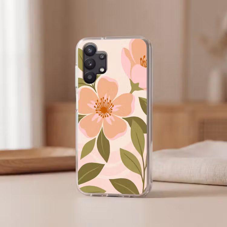 Grafisch - Bloemen - Roze Telefoonhoesje Samsung Galaxy A32 5G klein -sfeer2