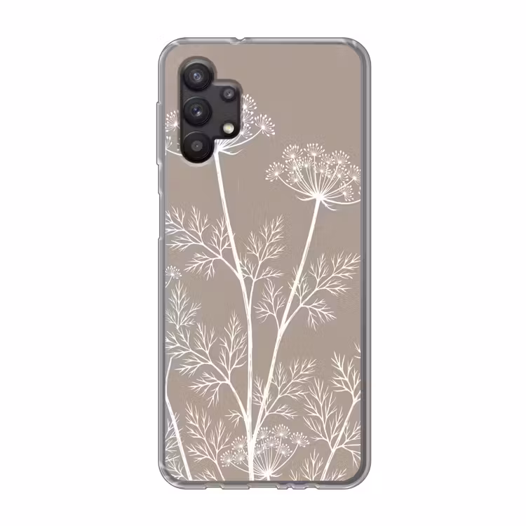 Grafisch - Fluitenkruid - Taupe Telefoonhoesje Samsung Galaxy A32 5G klein -3d