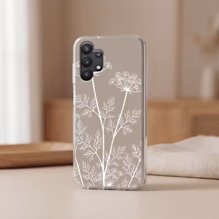Grafisch - Fluitenkruid - Taupe Telefoonhoesje Samsung Galaxy A32 5G klein -sfeer2