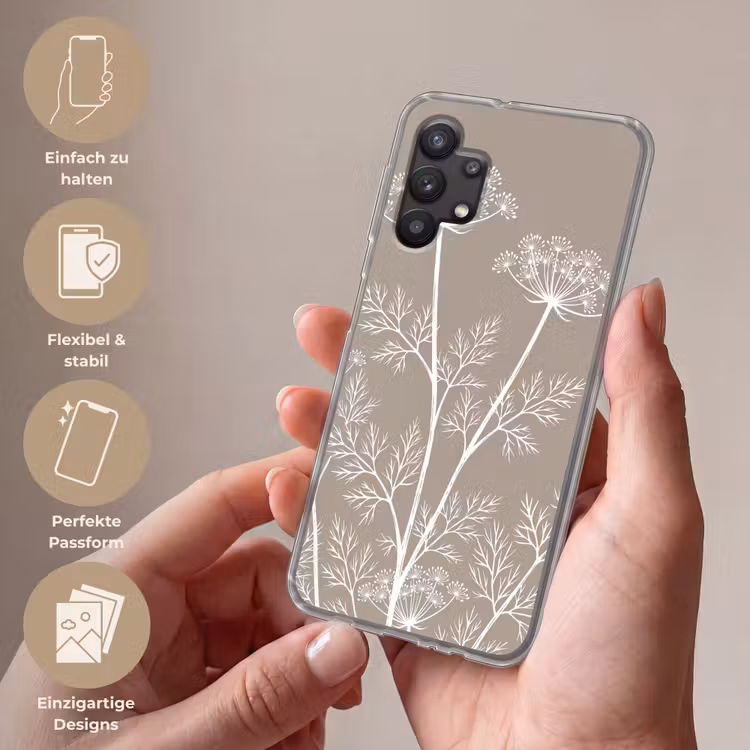 Grafisch - Fluitenkruid - Taupe Telefoonhoesje Samsung Galaxy A32 5G klein -sfeer3_DE