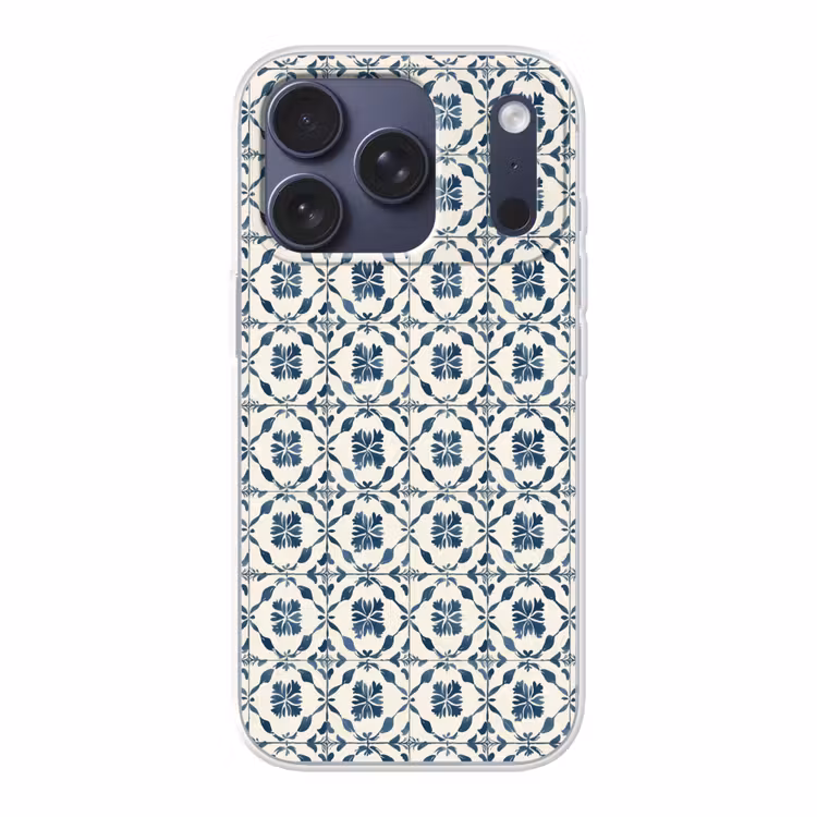 Grafisch - Tegel - Blauw Telefoonhoesje iPhone 17 Pro klein 878 -3d