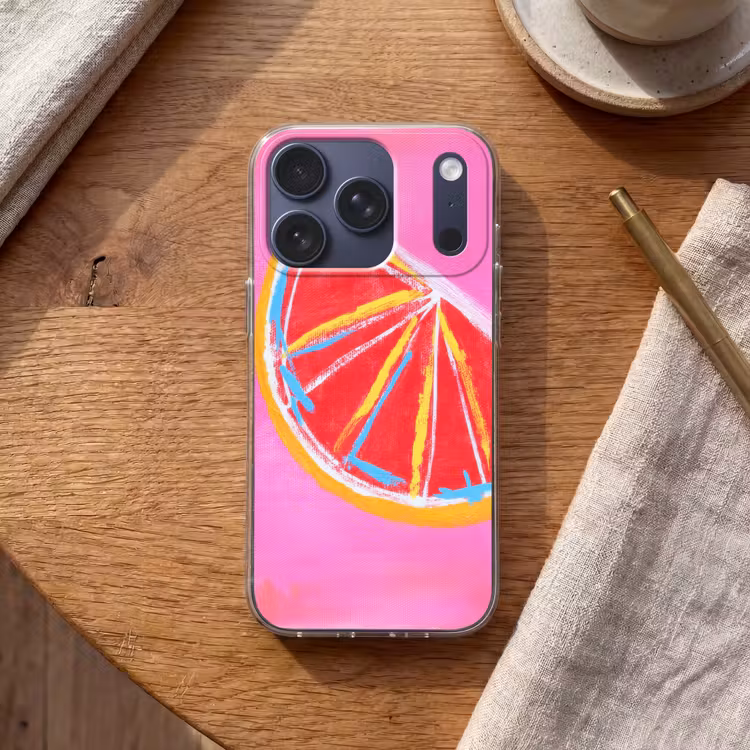 Grapefruit - Geschilderd - Roze - Strepen Telefoonhoesje iPhone 17 Pro klein -sfeer1