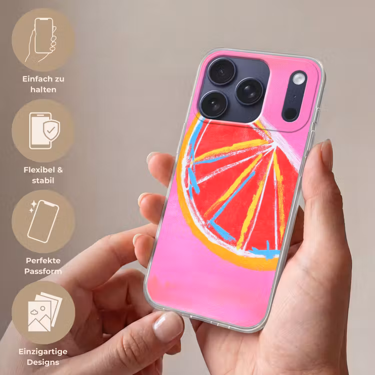 Grapefruit - Geschilderd - Roze - Strepen Telefoonhoesje iPhone 17 Pro klein -sfeer3_DE